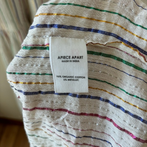 Apiece Apart Tilton Tiered Maxi Dress White Metallic Stripes Womens Size XL $435 - Picture 11 of 13